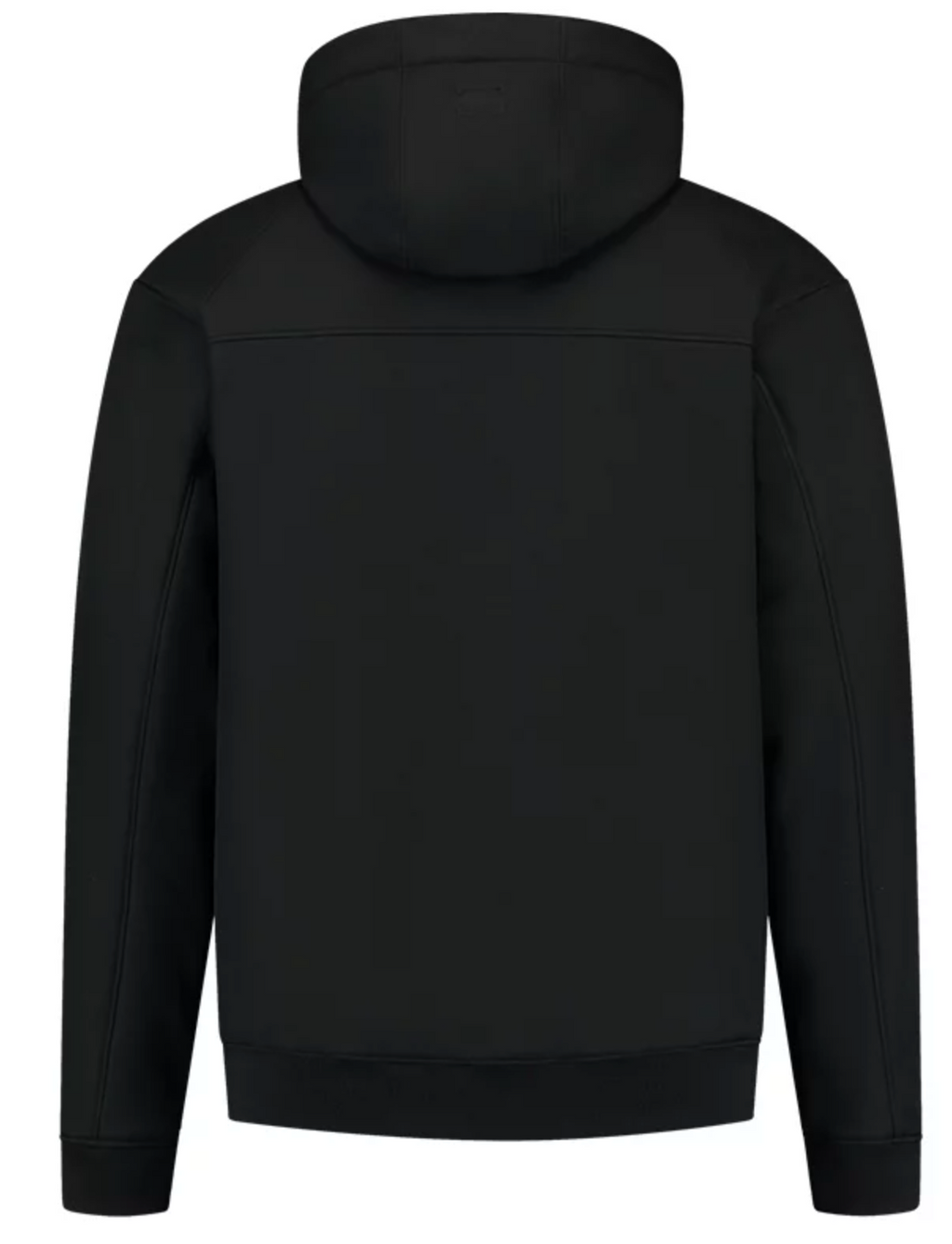 Achterkant van de Softshell bomberjas met capuchon van OWN LANE
