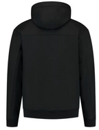 Achterkant van de Softshell bomberjas met capuchon van OWN LANE