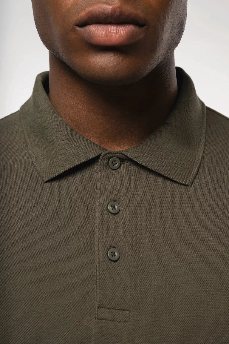 Close-up donker khaki OWN LANE long sleeve polo