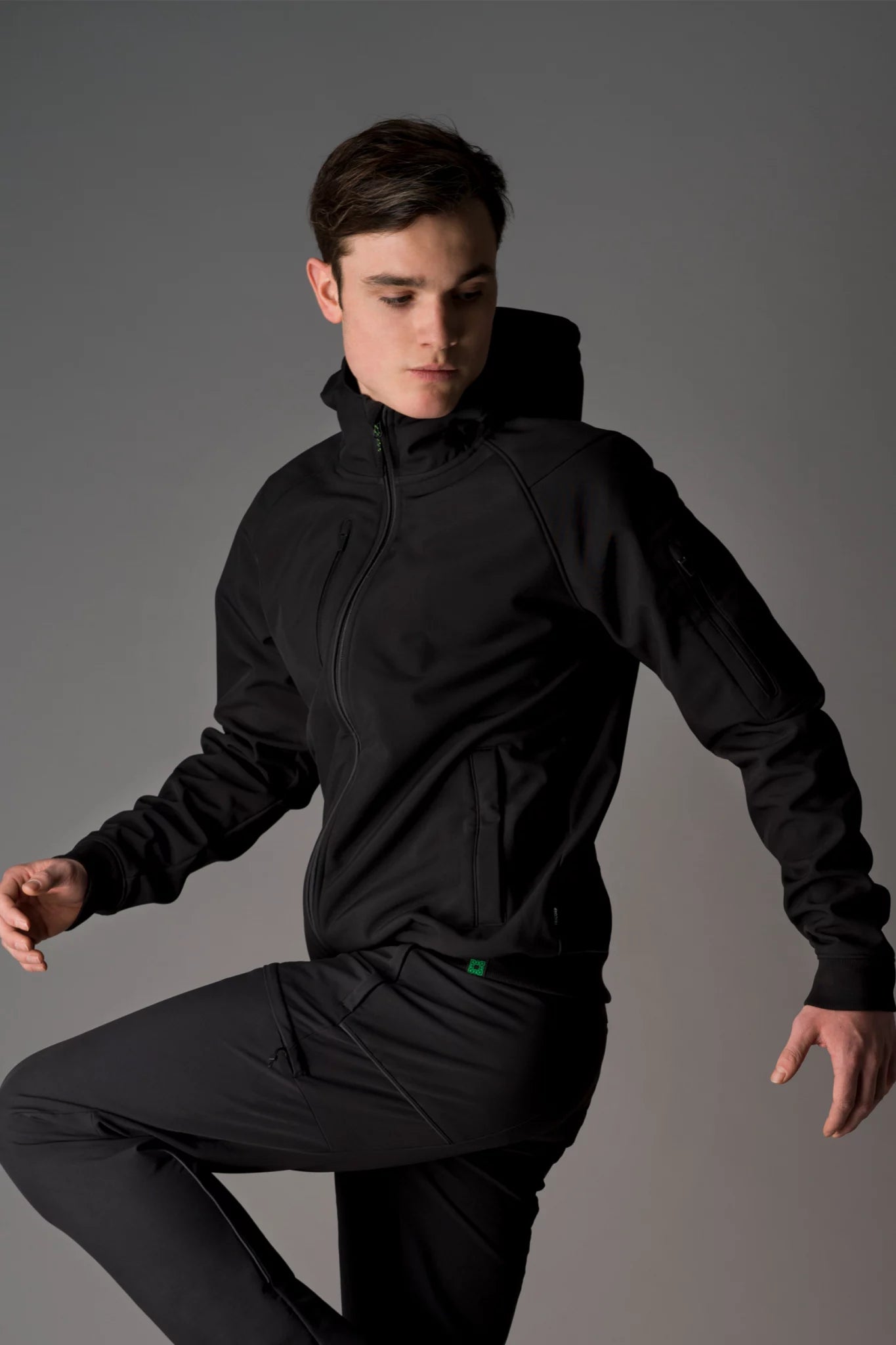 Zwarte Softshell bomberjas met capuchon van OWN LANE